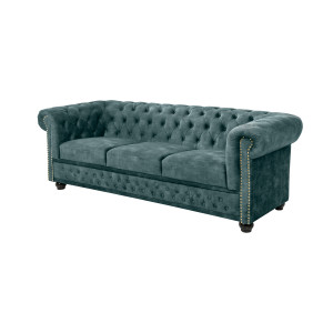 Pohovka CHESTERFIELD 3M 200 CM petrolejová samet Chesterfield Sedací soupravy 43091