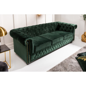 Pohovka CHESTERFIELD 205 CM zelená samet Chesterfield Sedací soupravy 40483