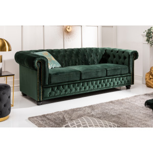 Pohovka CHESTERFIELD 205 CM zelená samet Chesterfield Sedací soupravy 40483