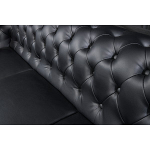 Pohovka CHESTERFIELD 3M 205 CM černá umělá kůže Chesterfield Úložné prostory pod postel 41447