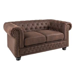 Pohovka CHESTERFIELD II 2M 150 CM vintage hnědá mikrovlákno Chesterfield Úložné prostory pod postel 40653