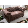Pohovka CHESTERFIELD II 2M 150 CM vintage hnědá mikrovlákno Chesterfield Úložné prostory pod postel 40653