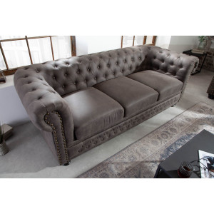 Pohovka CHESTERFIELD II 3M 205 CM vintage šedá Chesterfield Sedací soupravy 40517