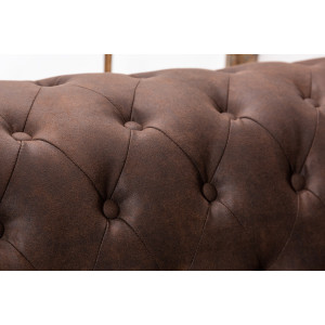 Pohovka CHESTERFIELD II 3M 205 CM vintage hnědá mikrovlákno Chesterfield Sedací soupravy 40652