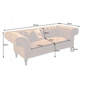 Pohovka Paris Chesterfield 225cm tmavě žlutá samet Chesterfield Sedací soupravy 40404