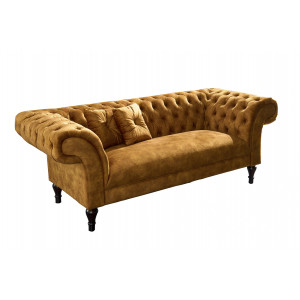 Pohovka Paris Chesterfield 225cm tmavě žlutá samet Chesterfield Sedací soupravy 40404