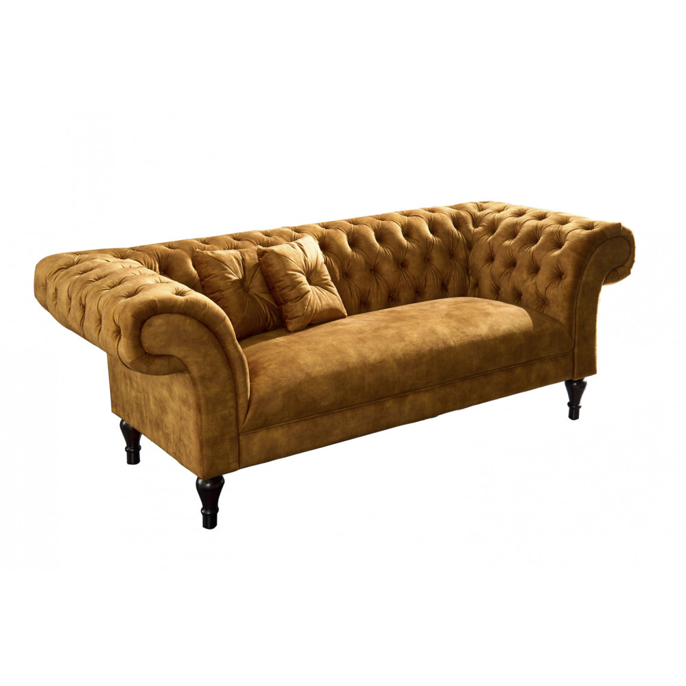 Pohovka Paris Chesterfield 225cm tmavě žlutá samet Chesterfield Sedací soupravy 40404