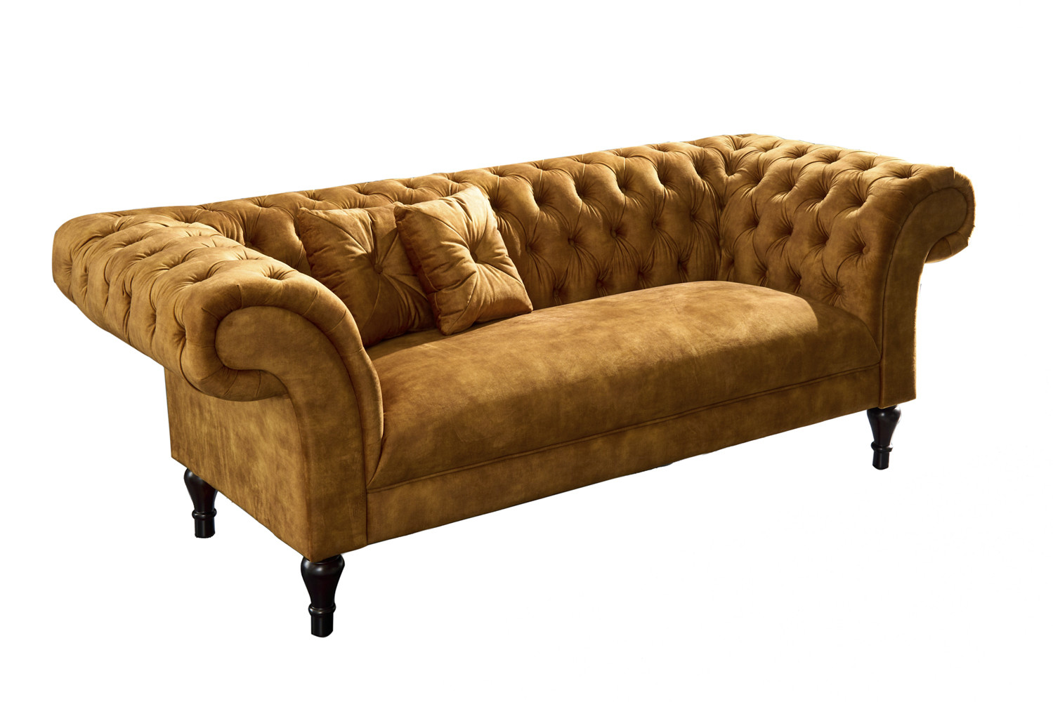 Pohovka Paris Chesterfield 225cm tmavě žlutá samet Chesterfield Sedací soupravy 40404