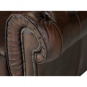 Luxusní dvoumístná pohovka Chesterfield 155cm z pravé kůže hnědá Chesterfield Sedací soupravy MH005CHES