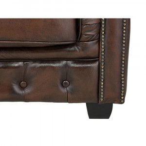 Luxusní dvoumístná pohovka Chesterfield 155cm z pravé kůže hnědá Chesterfield Sedací soupravy MH005CHES
