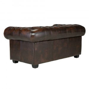 Luxusní dvoumístná pohovka Chesterfield 155cm z pravé kůže hnědá Chesterfield Sedací soupravy MH005CHES