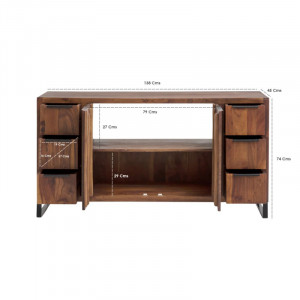 Široká koupelnová komoda Wild 138cm - tmavý akát VÝPRODEJ Wild Komody MH555W