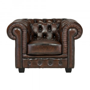 Křeslo Chesterfield hnědé z pravé kůže VÝPRODEJ Chesterfield Křesla MH004CHES