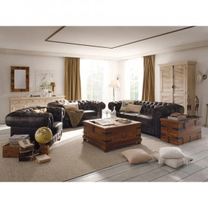 Křeslo Chesterfield hnědé z pravé kůže VÝPRODEJ Chesterfield Křesla MH004CHES