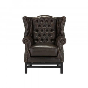 Křeslo Chesterfield Kingsfield z pravé kůže - antik braun Chesterfield Křesla A00000837