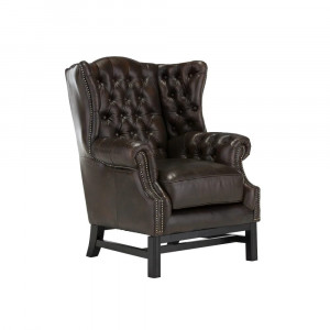 Křeslo Chesterfield Kingsfield z pravé kůže - antik braun Chesterfield Křesla A00000837