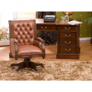 Anglické kancelářské křeslo kožené Windsor mahagon Windsor Kancelářské židle MH0944W