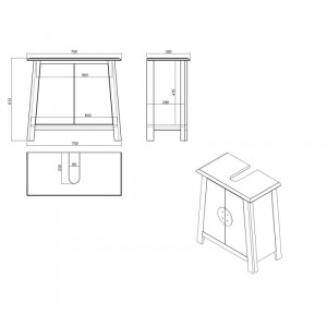 Umyvadlová skříňka Luna masiv borovice VÝPRODEJ Luna Koupelnové skříňky MH1349W