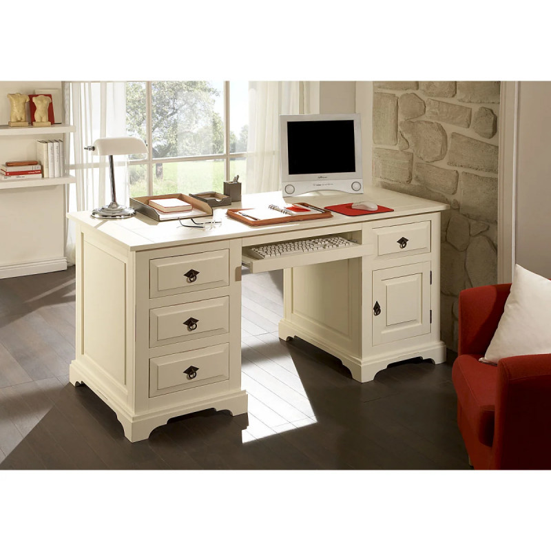 Psací stůl Wellington bílý - masiv borovice Wellington - Pracovna A00001393W