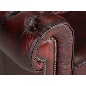 Luxusní dvoumístná pohovka Chesterfield 155cm červená z pravé kůže Chesterfield Sedací soupravy MH370CHES