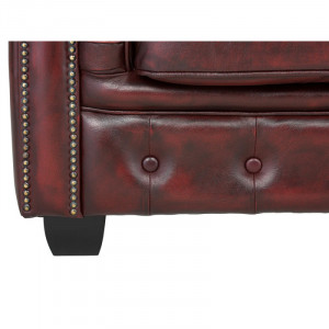 Luxusní dvoumístná pohovka Chesterfield 155cm červená z pravé kůže Chesterfield Sedací soupravy MH370CHES