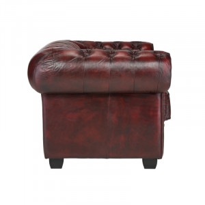 Luxusní dvoumístná pohovka Chesterfield 155cm červená z pravé kůže Chesterfield Sedací soupravy MH370CHES