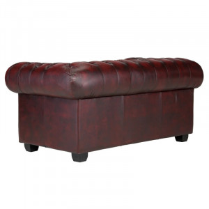 Luxusní dvoumístná pohovka Chesterfield 155cm červená z pravé kůže Chesterfield Sedací soupravy MH370CHES