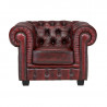 Masivní křeslo Chesterfield z pravé kůže - červené Chesterfield Křesla MH862W