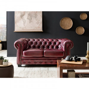 4místná pohovka Chesterfield z pravé kůže - červená Chesterfield Sedací nábytek MH907W