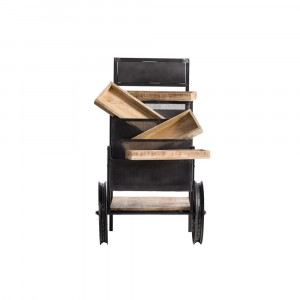 Industriální vozík IRON s úložným prostorem z masivu VÝPRODEJ  Odkládací stolky A2044