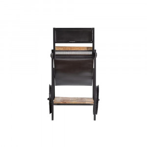 Industriální vozík IRON s úložným prostorem z masivu VÝPRODEJ  Odkládací stolky A2044