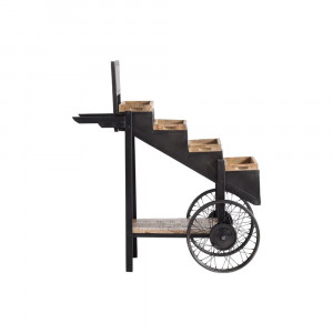 Industriální vozík IRON s úložným prostorem z masivu VÝPRODEJ  Odkládací stolky A2044