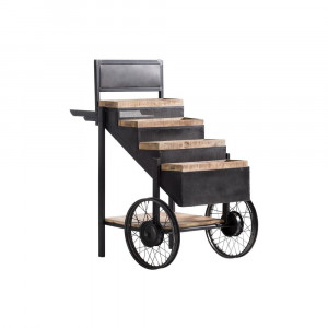 Industriální vozík IRON s úložným prostorem z masivu VÝPRODEJ  Odkládací stolky A2044