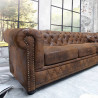 3místná pohovka Chesterfield hnědá - mikrovlákno  Sedací soupravy 17382