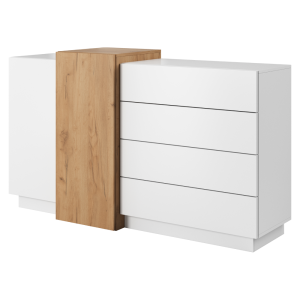 Komoda TRIBUTE, bílá / dub zlatý  Místnosti MH302290W