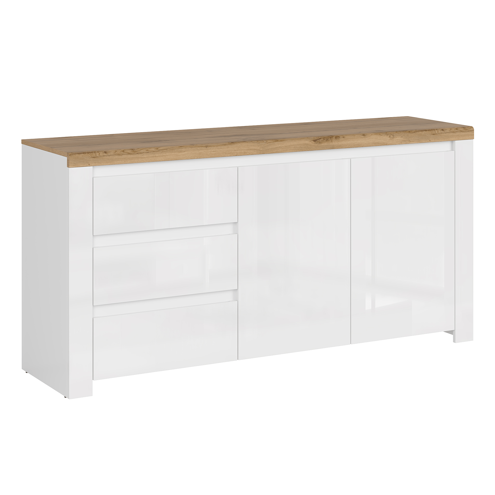 Komoda VIRGINIA - bílý lesk/dub  Komody a šatní skříně MH352380W