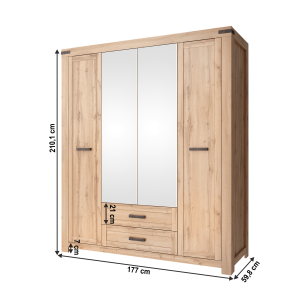 Šatní skříň se zrcadlem MORAT - dub  Nábytek MH354541W