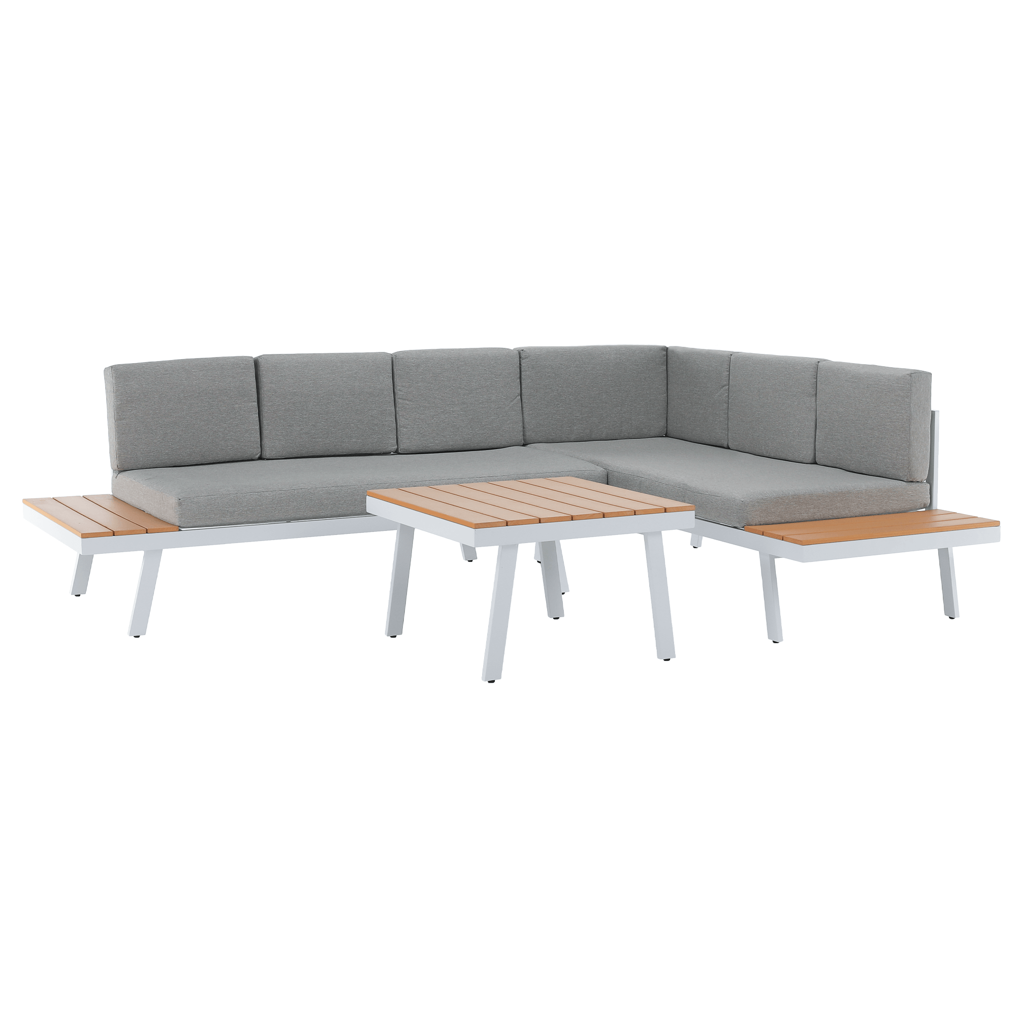 Zahradní set PEARL - bílá ocel/dub/světle šedá  Zahradní a venkovní nábytek MH371797W