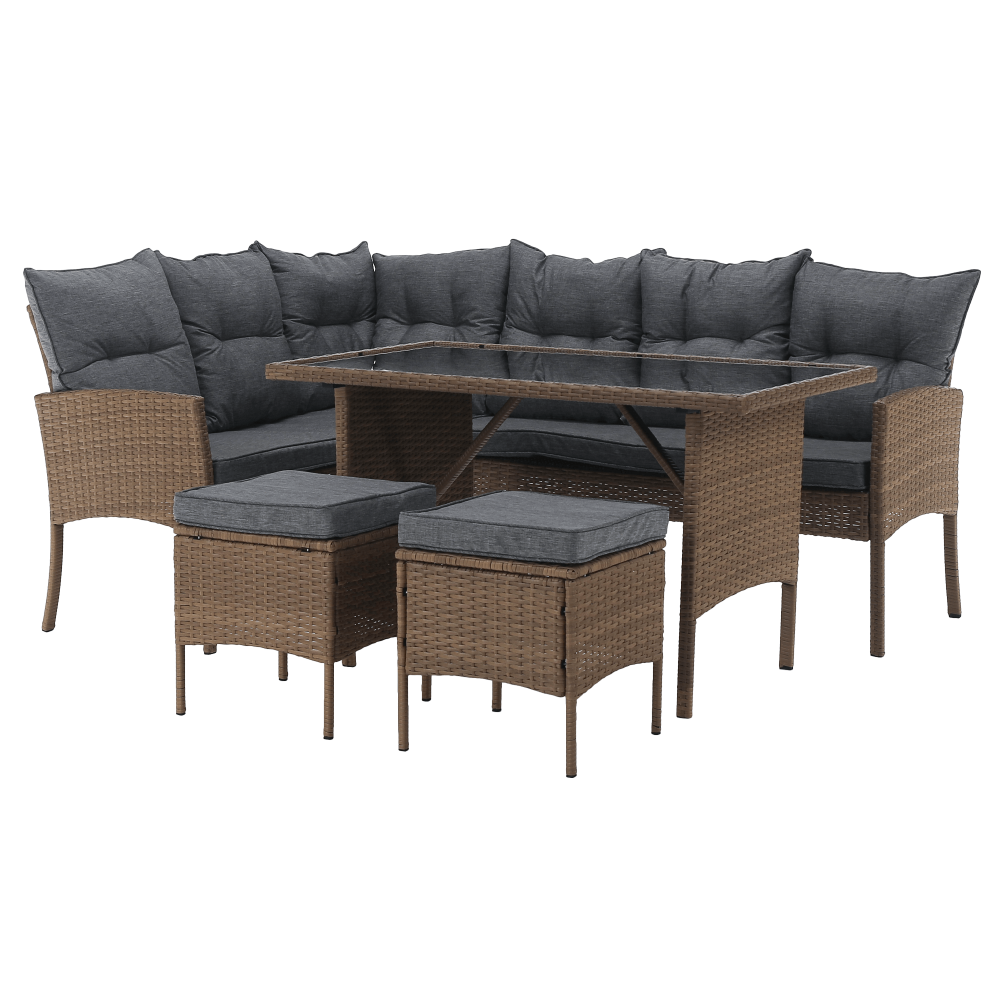 Zahradní ratanový set RANDA - přírodní/světle šedá  Zahradní a venkovní nábytek MH371812W