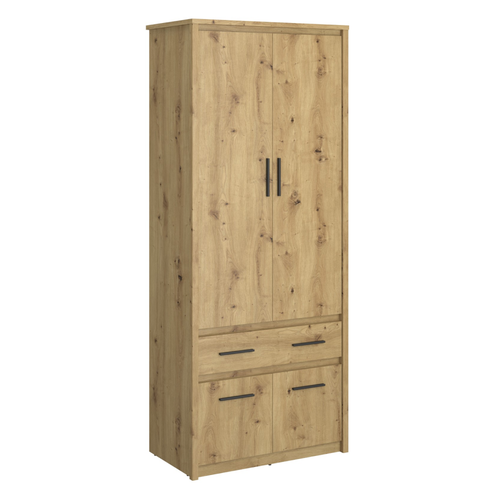 Šatní skříň TYRON - dub/černá  Místnosti MH374726W