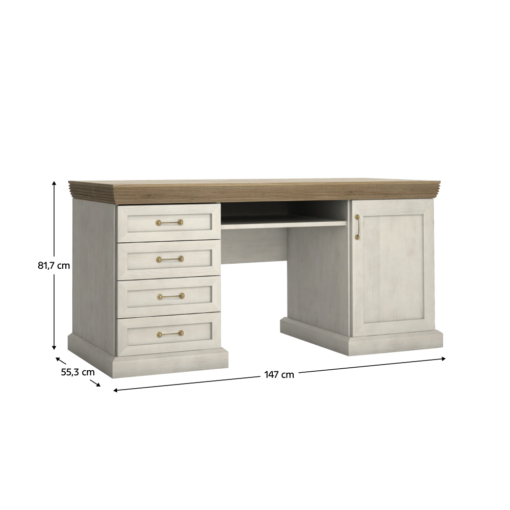 Pracovní stůl SIVA, bíla /dub divoký  Místnosti MH381451W