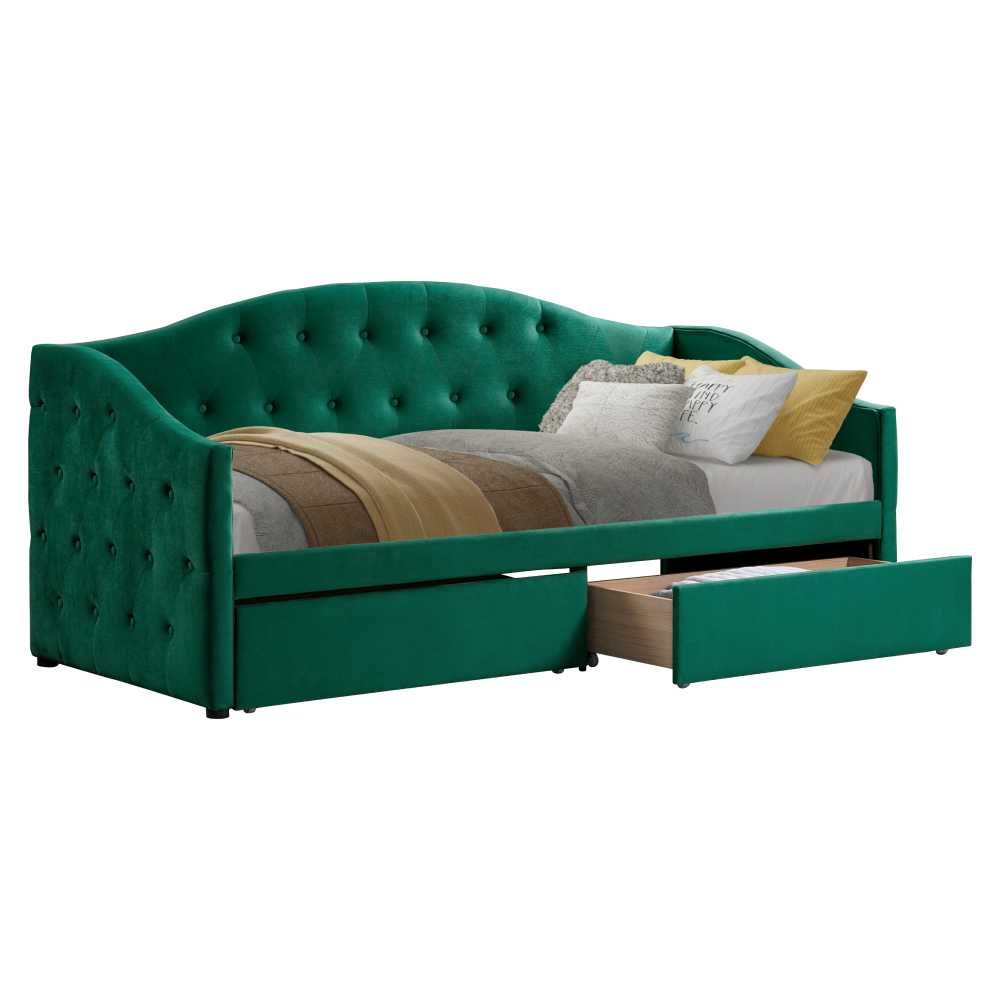 Postel s úložným prostorem ZARINA 90x200 - zelený samet  Ložnice MH00003961630W