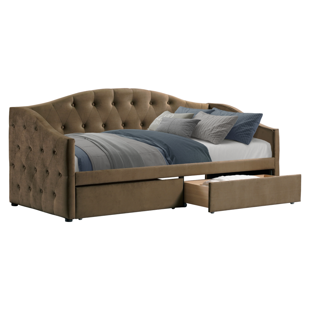 Postel s úložným prostorem ZARINA 90x200 - hnědý samet  Ložnice MH00003961640W