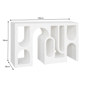 Konzolový stolek designový 120cm Art Deco s geometrickými výřezy v měděné barvě  Stoly a stolky 44309