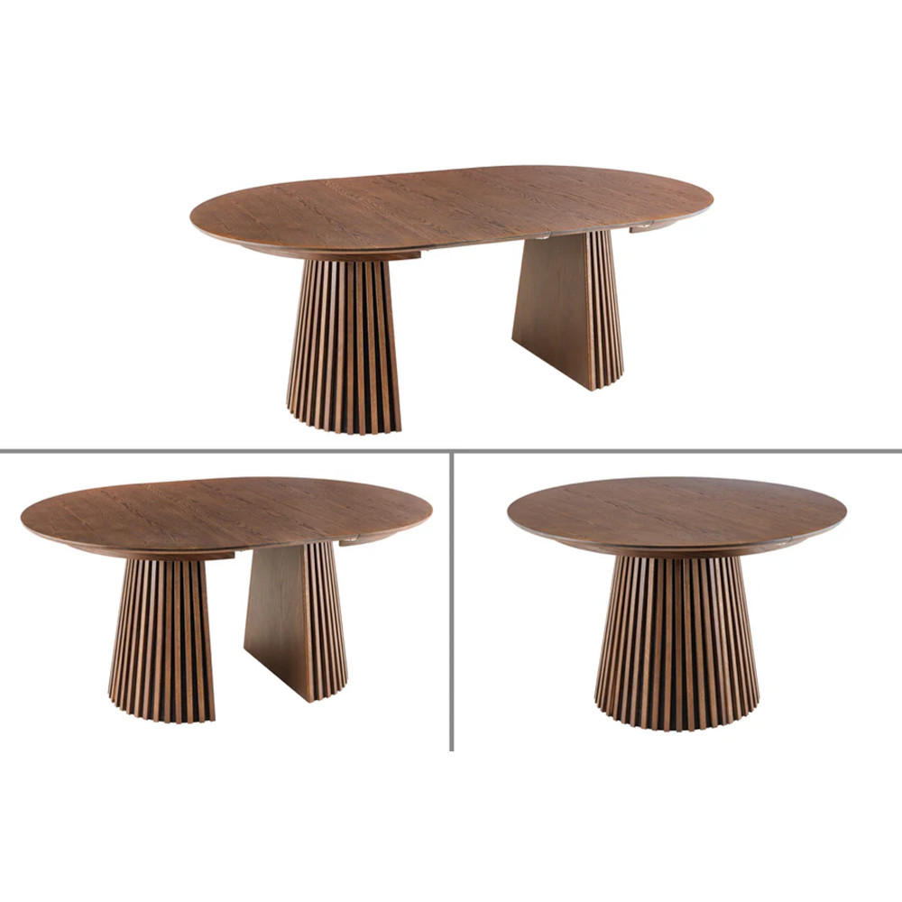 Kulatý jídelní stůl VALHALLA BROWN 120-160-200 CM rozkládací  Jídelní stoly 44093