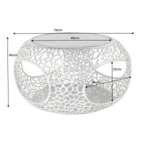 Konferenční stolek LEAF 40 CM stříbrný/černé sklo  Komody 44147