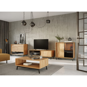 Komoda s barem, dub, barva přírodní dub, kolekce Modern Loft Modern loft Komody PLMOL01D