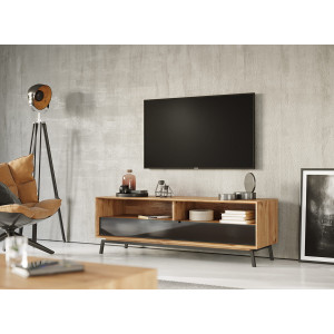 TV stolek 2.1 střední sklo, dub, barva přírodní dub, kolekce Modern Loft Modern loft TV stolky a komody PLMOL08S