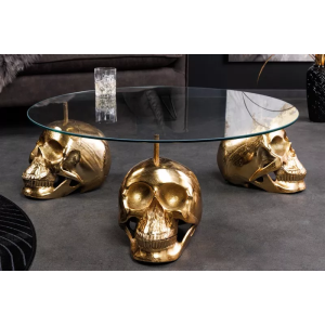 Konferenční stolek SKULL 90 CM zlatý  Komody 43496