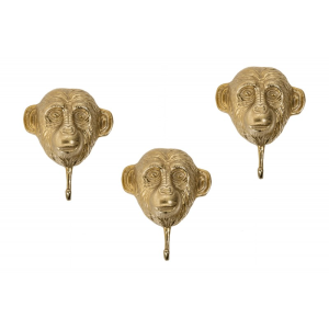 3SET věšák THREE MONKEYS zlatý  Věšáky 40388